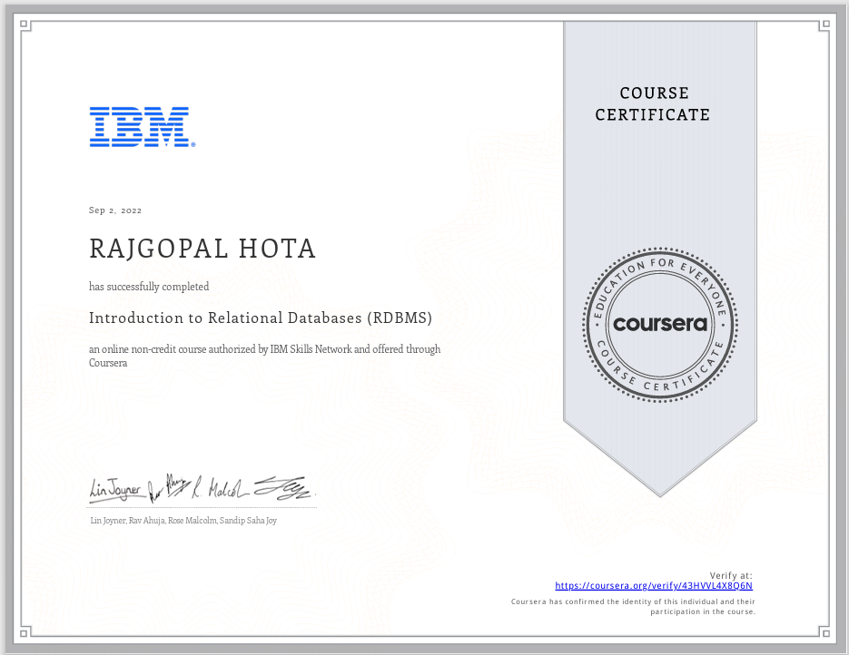 Introduction to RDBMS - IBM